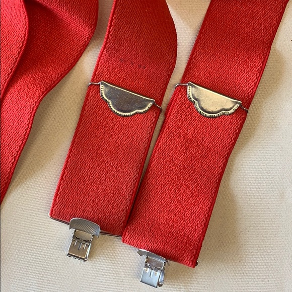 Vintage Red Thick Suspenders | 70’s Grandpa Gear | Rockabilly Punk Rock Hipster - Picture 3 of 10